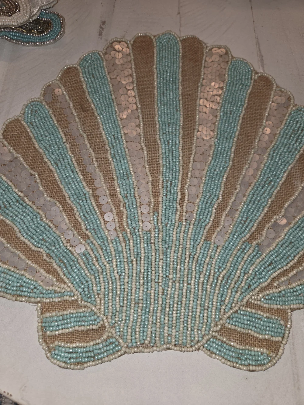 4 Coastal Collection Beaded Chargers Placemats